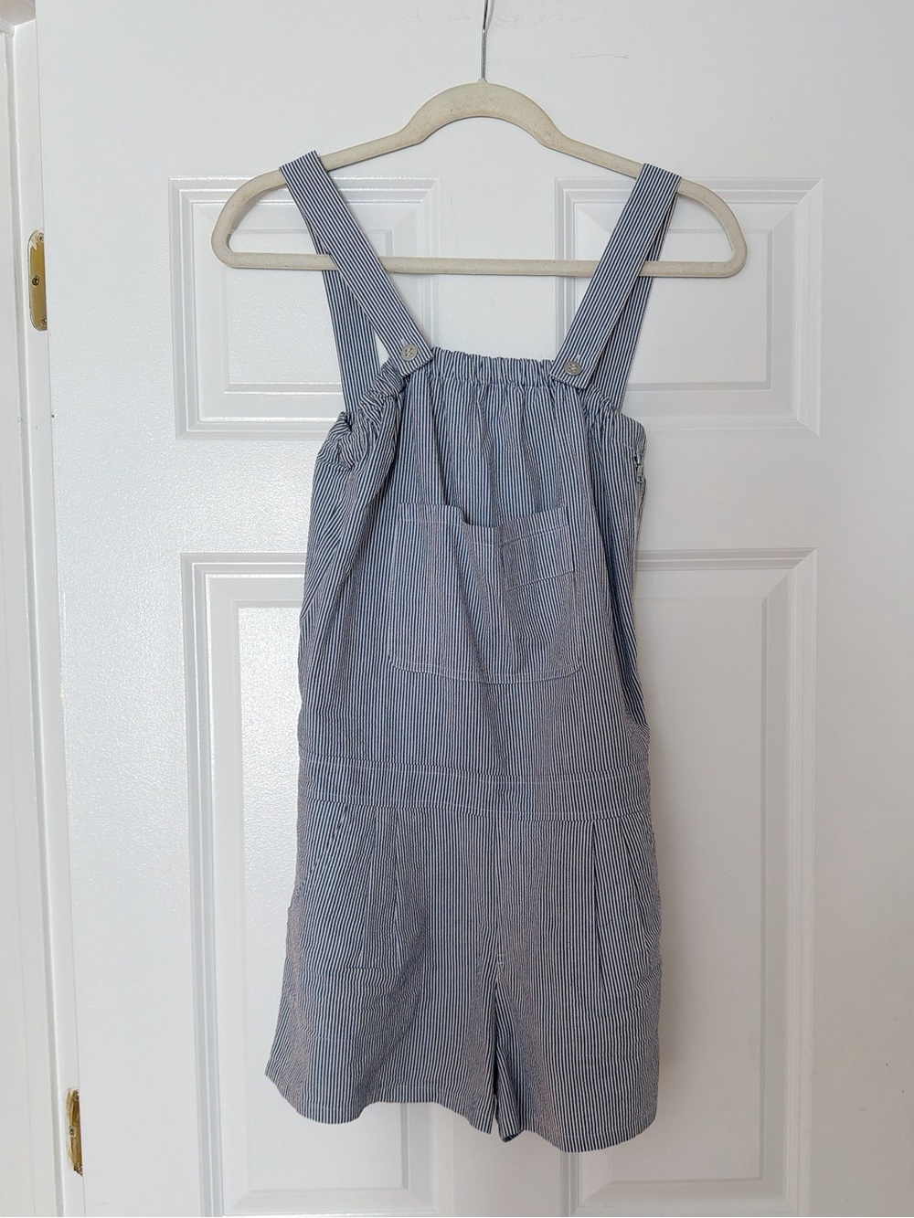 A.P.C. Blue & White Striped Cotton Romper